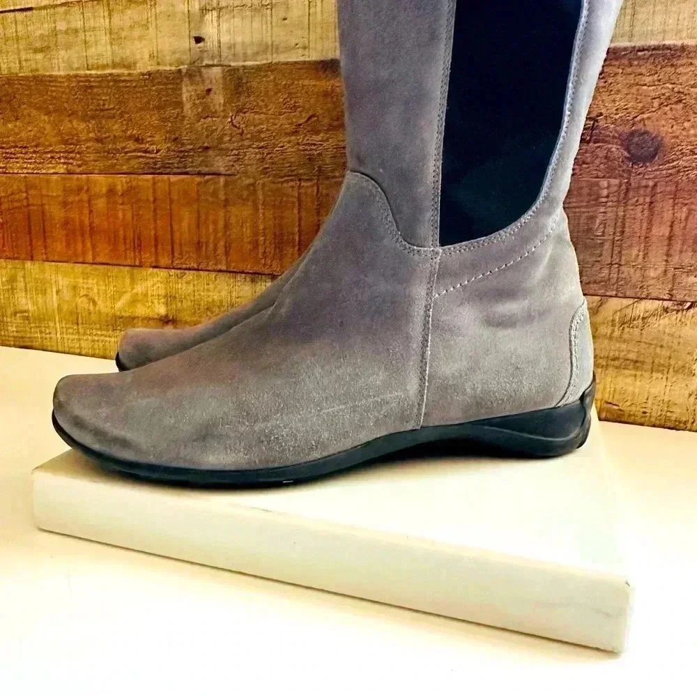 Paul Green Abby Riding Tall Suede/Leather Stretch Zip Up Boots